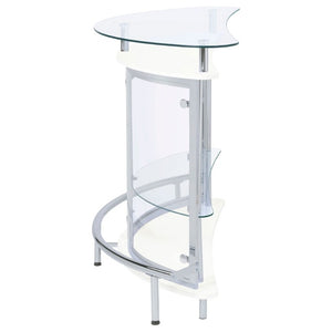 English Elm Strick Freestanding White Bar Cabinet with Glass Top for Modern Dining Spaces B2777P536425