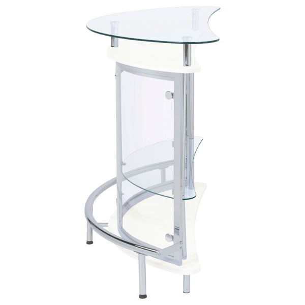 English Elm Strick Freestanding White Bar Cabinet with Glass Top for Modern Dining Spaces B2777P536425
