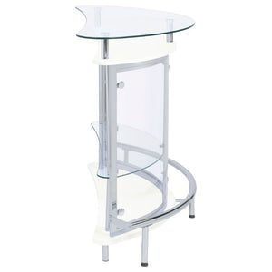 English Elm Strick Freestanding White Bar Cabinet with Glass Top for Modern Dining Spaces B2777P536425