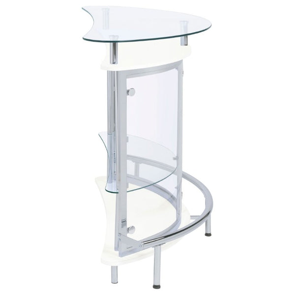 English Elm Strick Freestanding White Bar Cabinet with Glass Top for Modern Dining Spaces B2777P536425