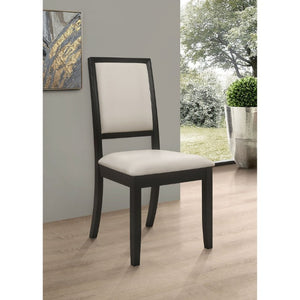 English Elm Cream Chenille Dining Side Chairs Set of Two with Distressed Black Hardwood Frame B2777P536426