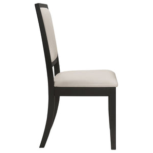 English Elm Cream Chenille Dining Side Chairs Set of Two with Distressed Black Hardwood Frame B2777P536426