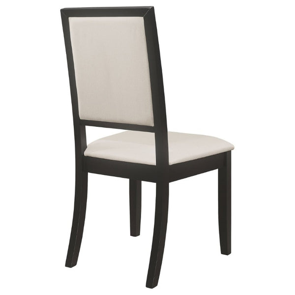 English Elm Cream Chenille Dining Side Chairs Set of Two with Distressed Black Hardwood Frame B2777P536426