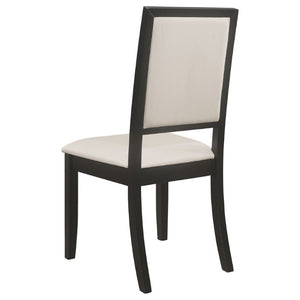 English Elm Cream Chenille Dining Side Chairs Set of Two with Distressed Black Hardwood Frame B2777P536426