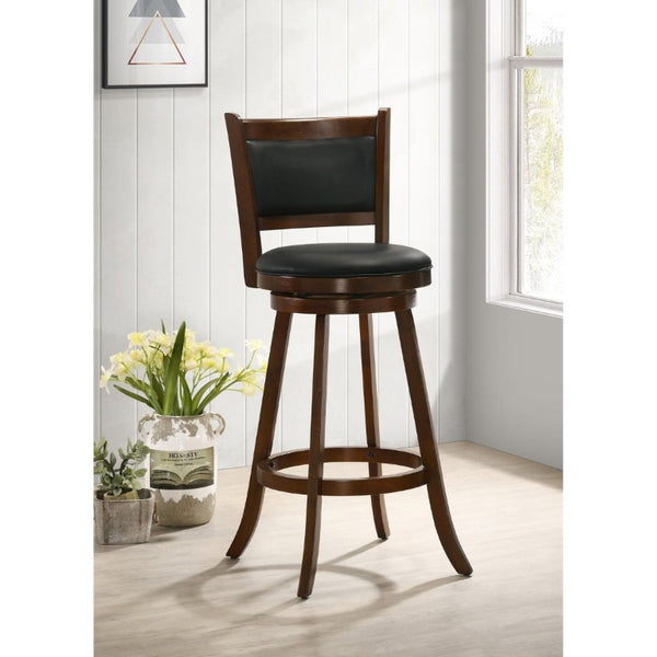 English Elm Chestnut Finish Swivel Barstools Set of 2 Hardwood Frame with Leatherette Seats B2777P536427