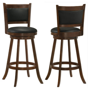English Elm Chestnut Finish Swivel Barstools Set of 2 Hardwood Frame with Leatherette Seats B2777P536427