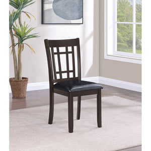 English Elm Espresso Hardwood Lattice Back Dining Chairs with Faux Leather Seats Set of Two B2777P536428