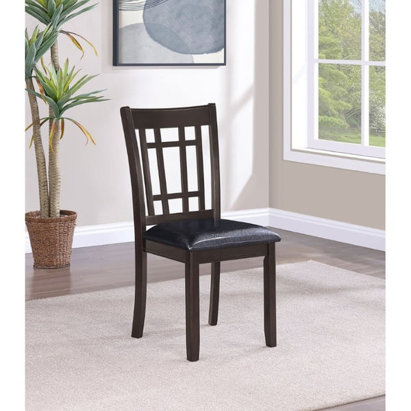 English Elm Espresso Hardwood Lattice Back Dining Chairs with Faux Leather Seats Set of Two B2777P536428