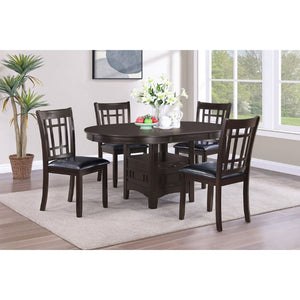 English Elm Espresso Hardwood Lattice Back Dining Chairs with Faux Leather Seats Set of Two B2777P536428