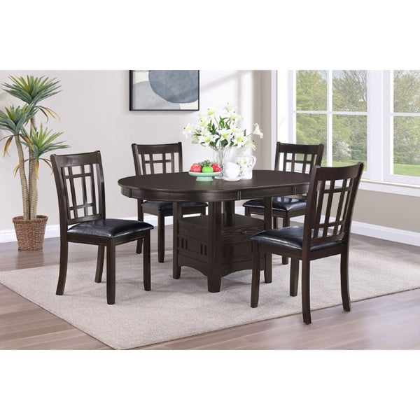 English Elm Espresso Hardwood Lattice Back Dining Chairs with Faux Leather Seats Set of Two B2777P536428