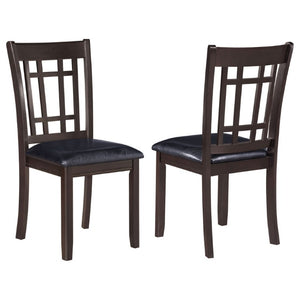 English Elm Espresso Hardwood Lattice Back Dining Chairs with Faux Leather Seats Set of Two B2777P536428