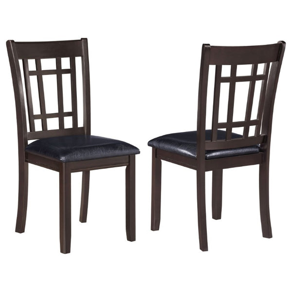 English Elm Espresso Hardwood Lattice Back Dining Chairs with Faux Leather Seats Set of Two B2777P536428