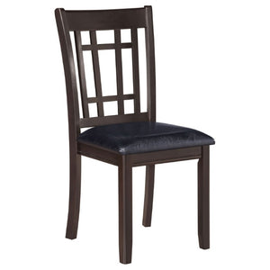 English Elm Espresso Hardwood Lattice Back Dining Chairs with Faux Leather Seats Set of Two B2777P536428