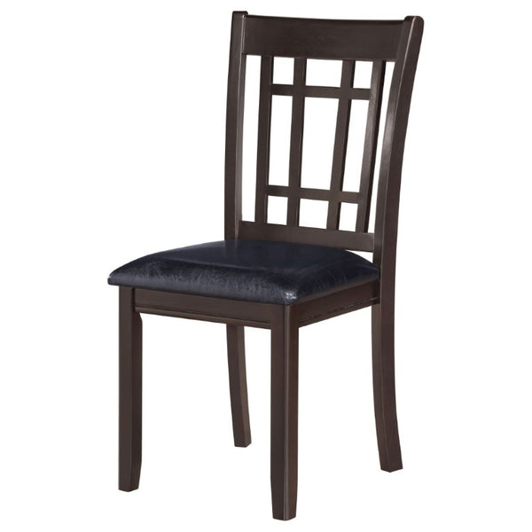 English Elm Espresso Hardwood Lattice Back Dining Chairs with Faux Leather Seats Set of Two B2777P536428