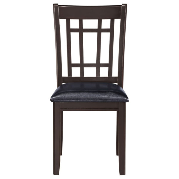 English Elm Espresso Hardwood Lattice Back Dining Chairs with Faux Leather Seats Set of Two B2777P536428