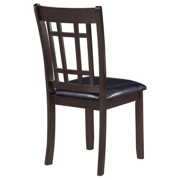 English Elm Espresso Hardwood Lattice Back Dining Chairs with Faux Leather Seats Set of Two B2777P536428