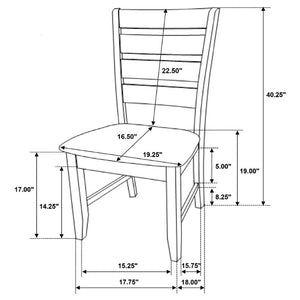 English Elm Cappuccino Ladder Back Dining Chair Set of Two with Leatherette Padded Seats B2777P536429