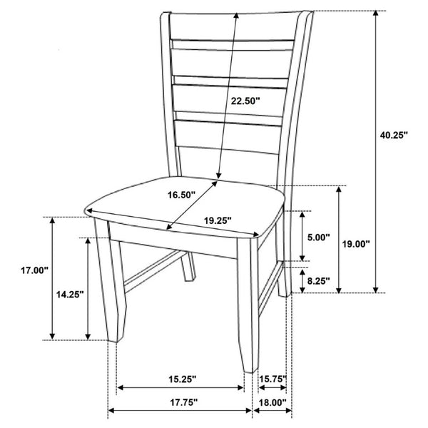 English Elm Cappuccino Ladder Back Dining Chair Set of Two with Leatherette Padded Seats B2777P536429