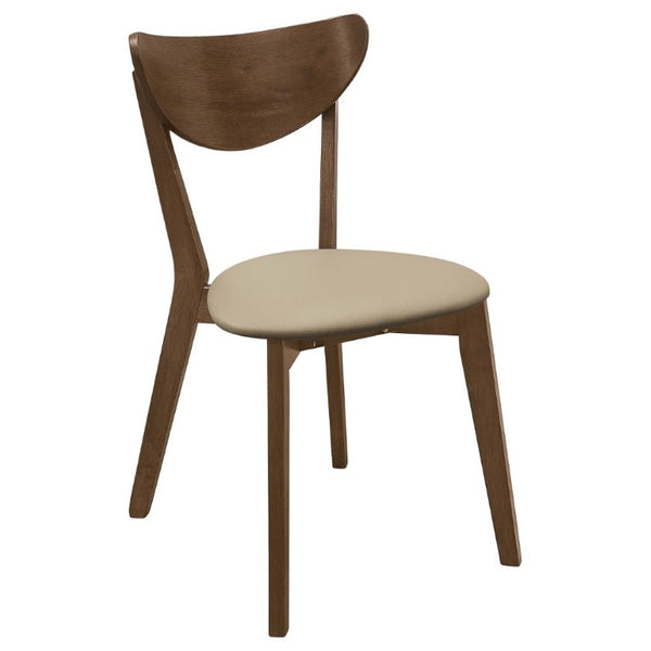 English Elm Tan Upholstered Mid-Century Armless Dining Chairs with Curved Back Set of Two B2777P536431