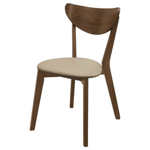 English Elm Tan Upholstered Mid-Century Armless Dining Chairs with Curved Back Set of Two B2777P536431