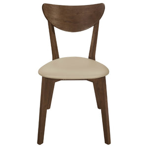 English Elm Tan Upholstered Mid-Century Armless Dining Chairs with Curved Back Set of Two B2777P536431