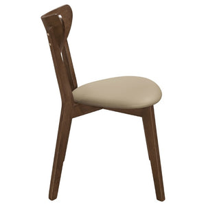 English Elm Tan Upholstered Mid-Century Armless Dining Chairs with Curved Back Set of Two B2777P536431