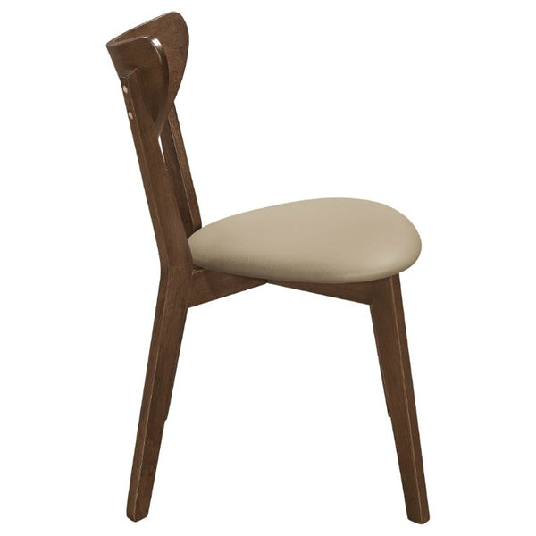 English Elm Tan Upholstered Mid-Century Armless Dining Chairs with Curved Back Set of Two B2777P536431