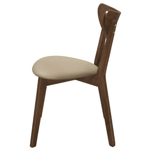 English Elm Tan Upholstered Mid-Century Armless Dining Chairs with Curved Back Set of Two B2777P536431