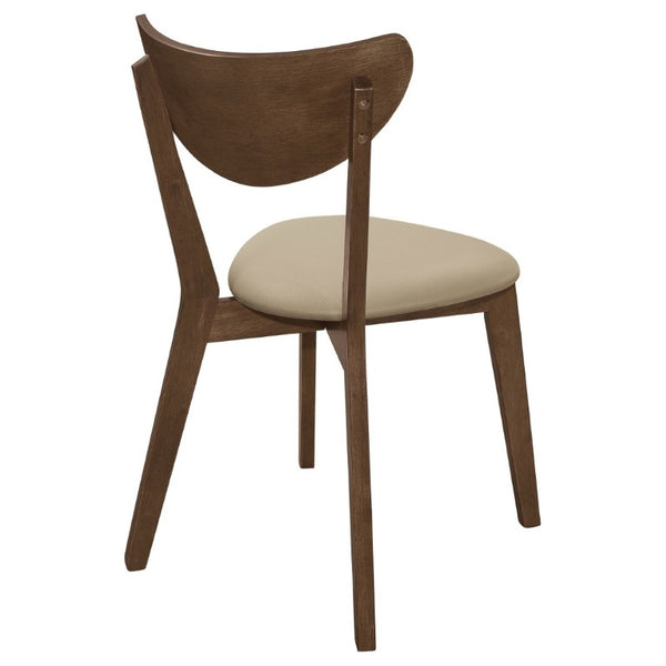 English Elm Tan Upholstered Mid-Century Armless Dining Chairs with Curved Back Set of Two B2777P536431