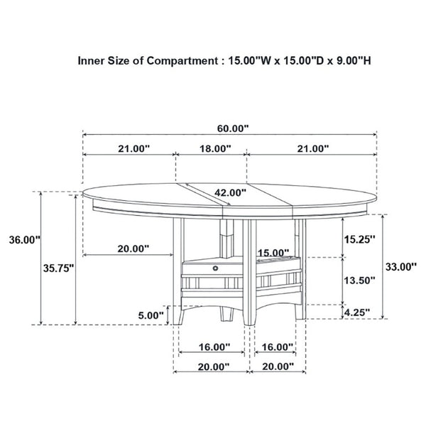 English Elm Hester Extendable Counter Height Dining Table in Rich Hardwood for Modern Kitchens Chestnut B2777P536433