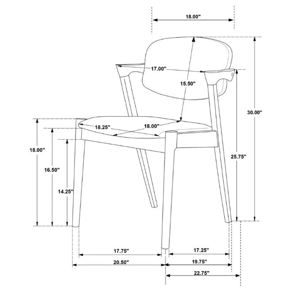 English Elm Dark Walnut Floating Seatback Dining Chairs Mid-Century Sculptural Hardwood Set Brown B2777P536434