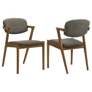 English Elm Dark Walnut Floating Seatback Dining Chairs Mid-Century Sculptural Hardwood Set Brown B2777P536434