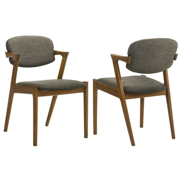 English Elm Dark Walnut Floating Seatback Dining Chairs Mid-Century Sculptural Hardwood Set Brown B2777P536434