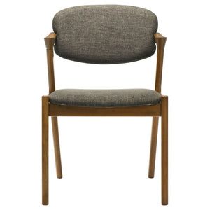 English Elm Dark Walnut Floating Seatback Dining Chairs Mid-Century Sculptural Hardwood Set Brown B2777P536434