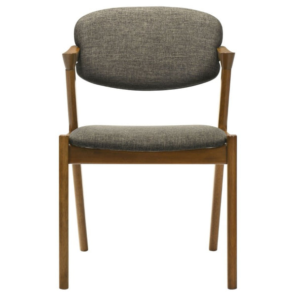 English Elm Dark Walnut Floating Seatback Dining Chairs Mid-Century Sculptural Hardwood Set Brown B2777P536434