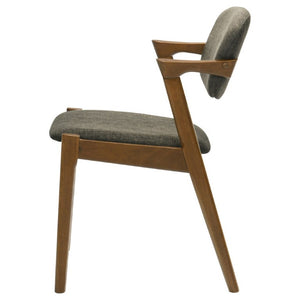 English Elm Dark Walnut Floating Seatback Dining Chairs Mid-Century Sculptural Hardwood Set Brown B2777P536434
