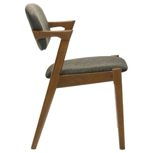 English Elm Dark Walnut Floating Seatback Dining Chairs Mid-Century Sculptural Hardwood Set Brown B2777P536434