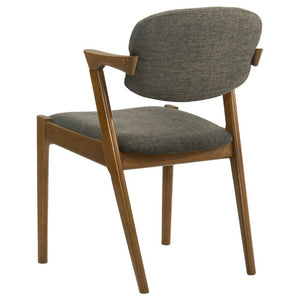 English Elm Dark Walnut Floating Seatback Dining Chairs Mid-Century Sculptural Hardwood Set Brown B2777P536434