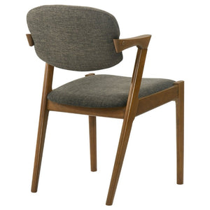 English Elm Dark Walnut Floating Seatback Dining Chairs Mid-Century Sculptural Hardwood Set Brown B2777P536434
