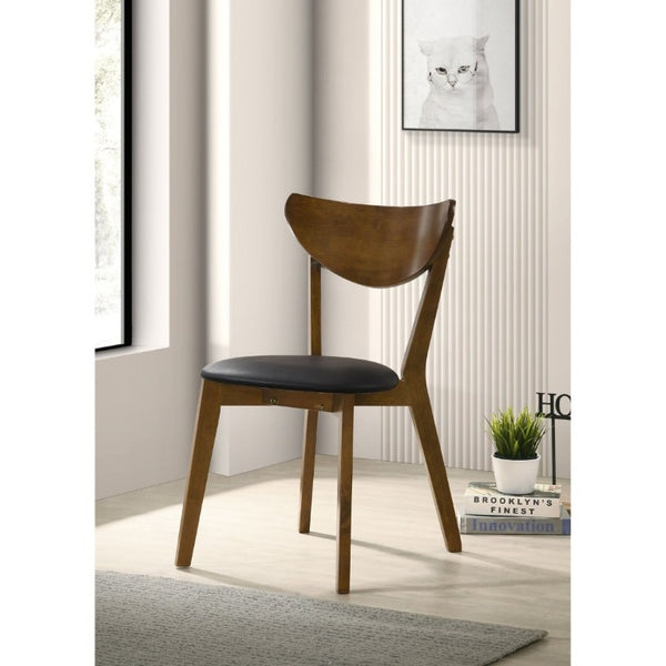 English Elm Dark Walnut Leatherette Mid-Century Dining Chairs Open Back Hardwood Frame Set of 2 B2777P536435