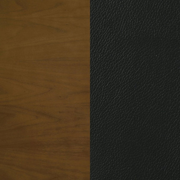 English Elm Dark Walnut Leatherette Mid-Century Dining Chairs Open Back Hardwood Frame Set of 2 B2777P536435