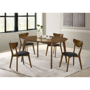 English Elm Dark Walnut Leatherette Mid-Century Dining Chairs Open Back Hardwood Frame Set of 2 B2777P536435