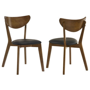 English Elm Dark Walnut Leatherette Mid-Century Dining Chairs Open Back Hardwood Frame Set of 2 B2777P536435