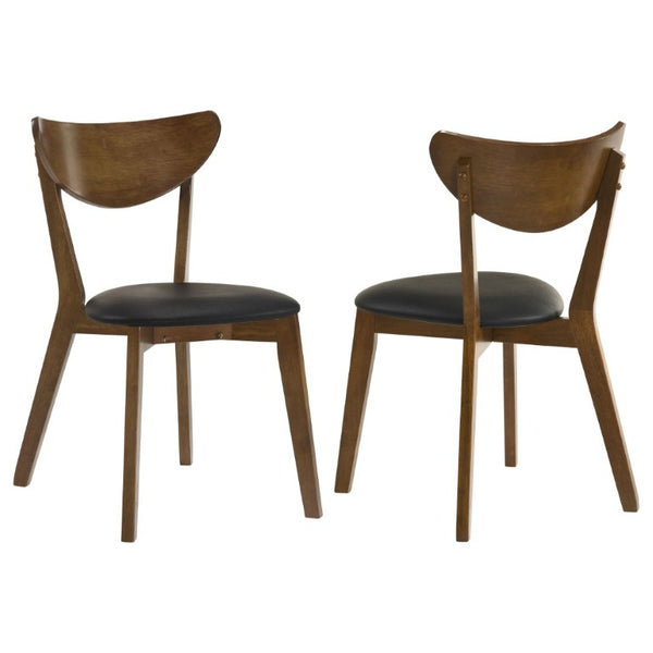 English Elm Dark Walnut Leatherette Mid-Century Dining Chairs Open Back Hardwood Frame Set of 2 B2777P536435