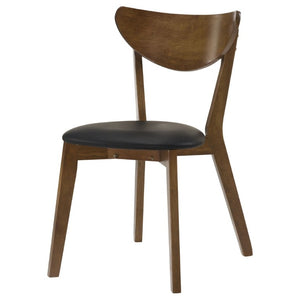 English Elm Dark Walnut Leatherette Mid-Century Dining Chairs Open Back Hardwood Frame Set of 2 B2777P536435