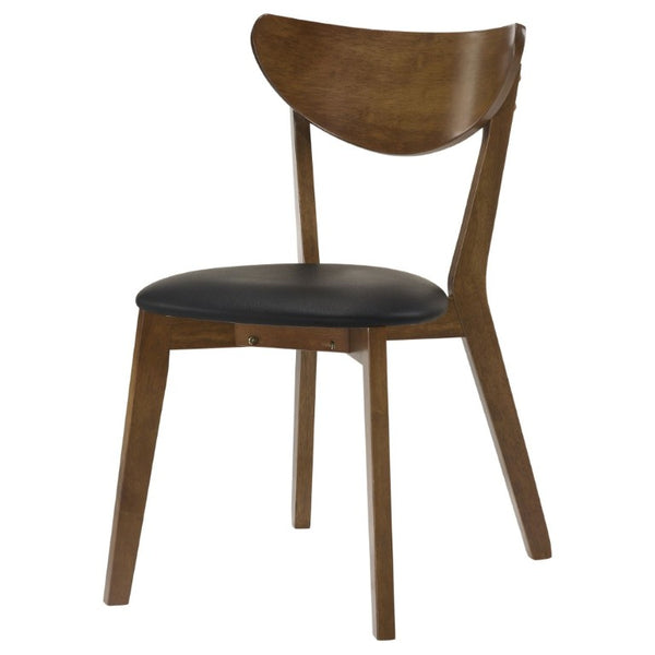 English Elm Dark Walnut Leatherette Mid-Century Dining Chairs Open Back Hardwood Frame Set of 2 B2777P536435