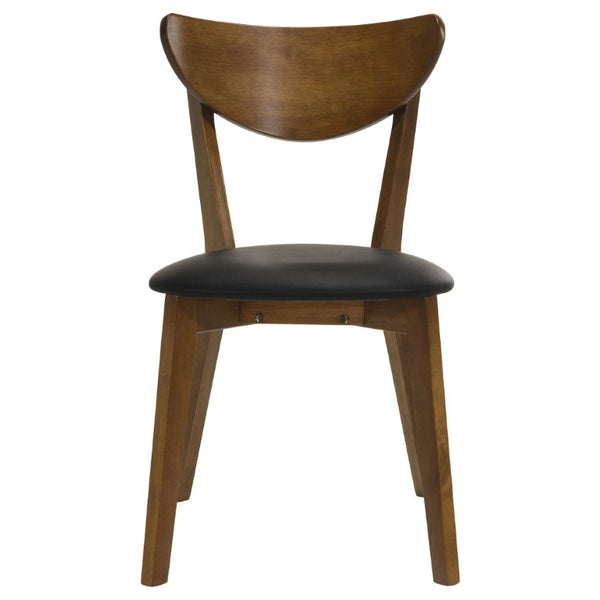 English Elm Dark Walnut Leatherette Mid-Century Dining Chairs Open Back Hardwood Frame Set of 2 B2777P536435