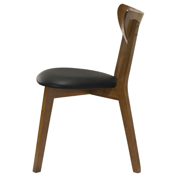 English Elm Dark Walnut Leatherette Mid-Century Dining Chairs Open Back Hardwood Frame Set of 2 B2777P536435