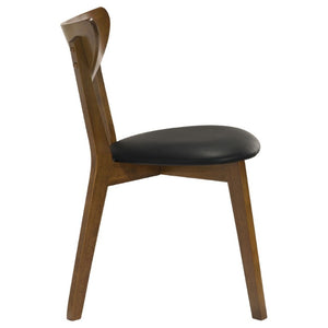 English Elm Dark Walnut Leatherette Mid-Century Dining Chairs Open Back Hardwood Frame Set of 2 B2777P536435