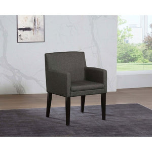 English Elm Yorkshire Mid-Century Charcoal Fabric Dining Armchair Set for Refined Gatherings B2777P536436